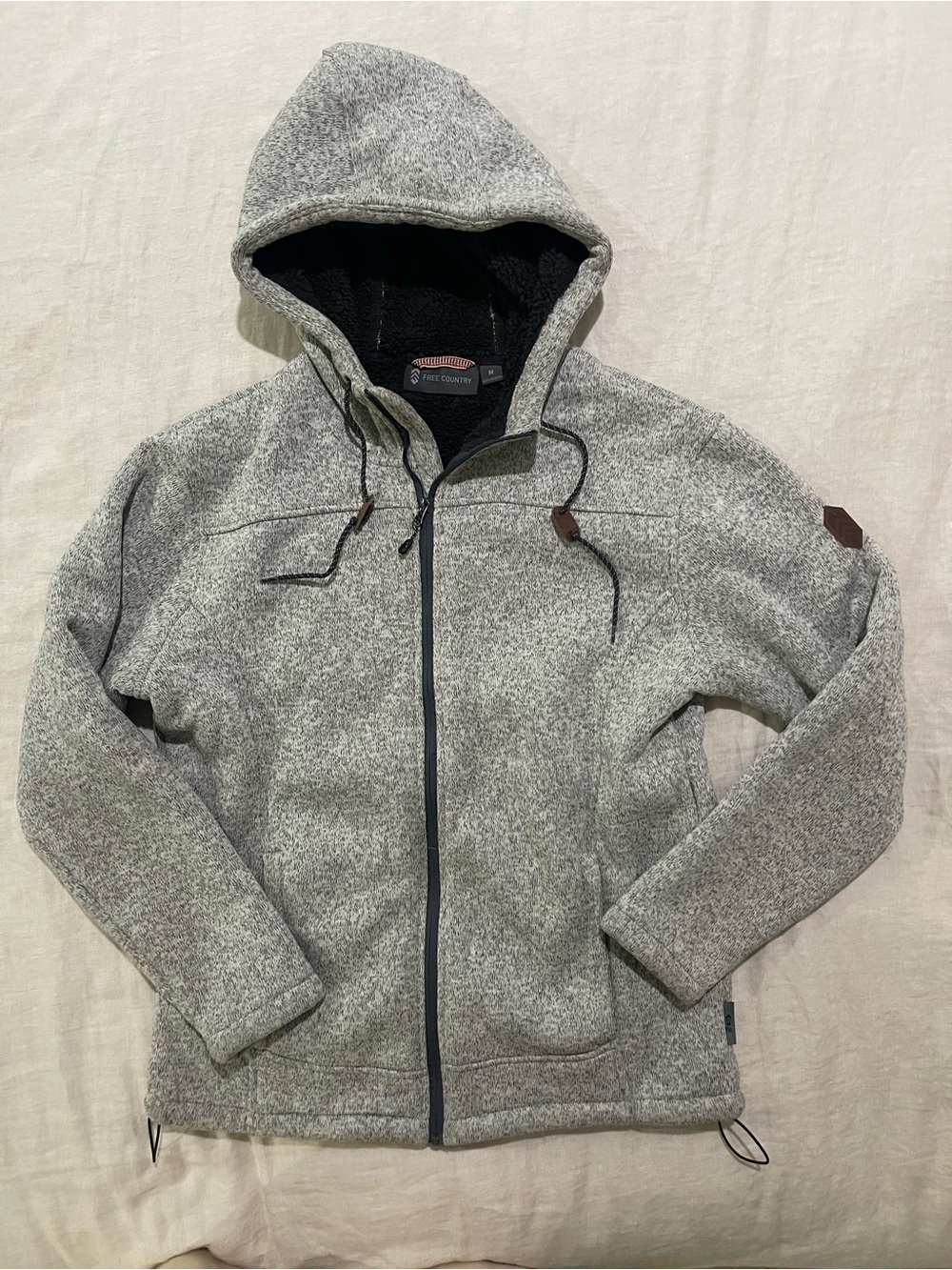 Free Country Men's Gray Hooded Zip Jacket